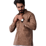 Men's Sanganeri Walnut Brown Hunting Styled Printed Shirt | Artistic Outdoor Wear